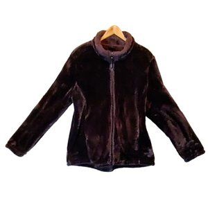 Dark Brown Burgundy Teddy Jacket Sz XL